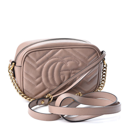 Gucci Calfskin Matelasse Mini GG Marmont Chain Shoulder Bag Porcelain Rose 2 of 10