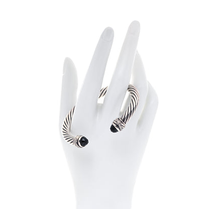 David Yurman Sterling Silver Diamond Black Onyx 7mm Cable Classics Crossover Bracelet 2 of 4