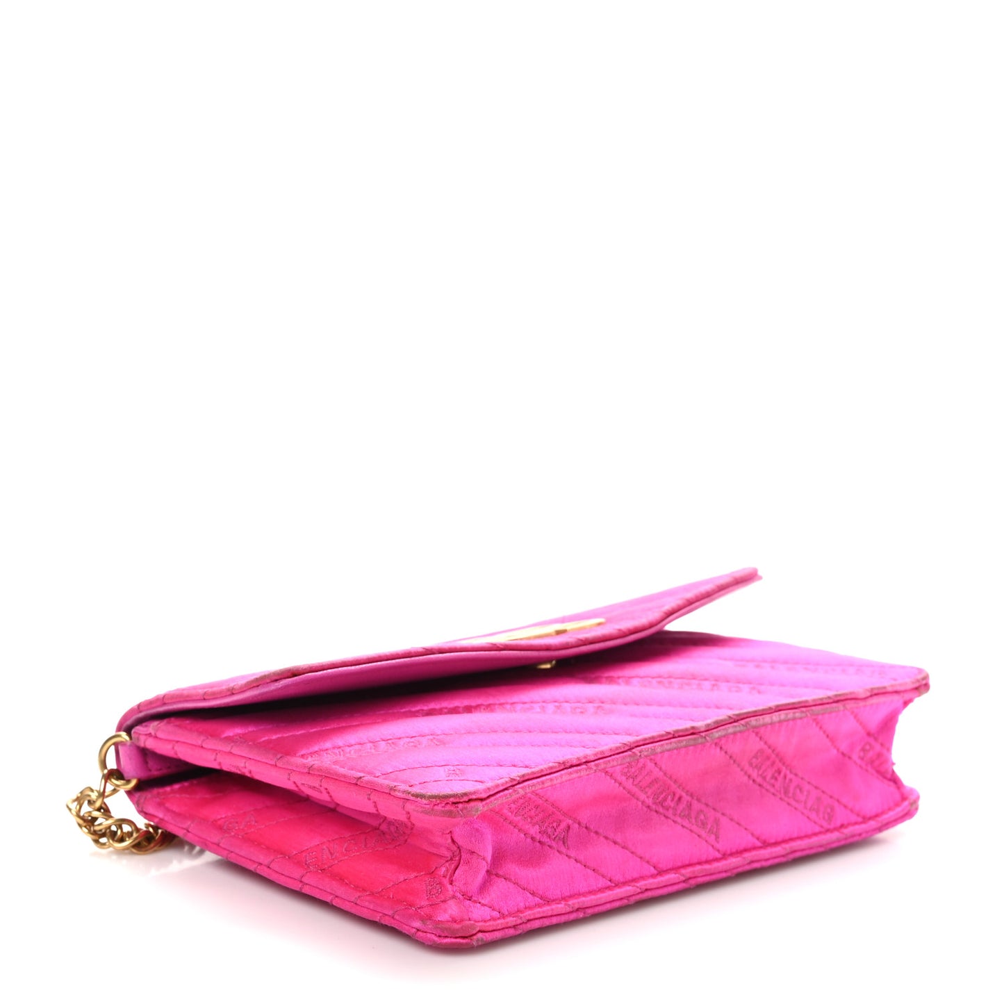 Satin Jacquard Logo Matelasse BB Wallet On Chain Fuchsia