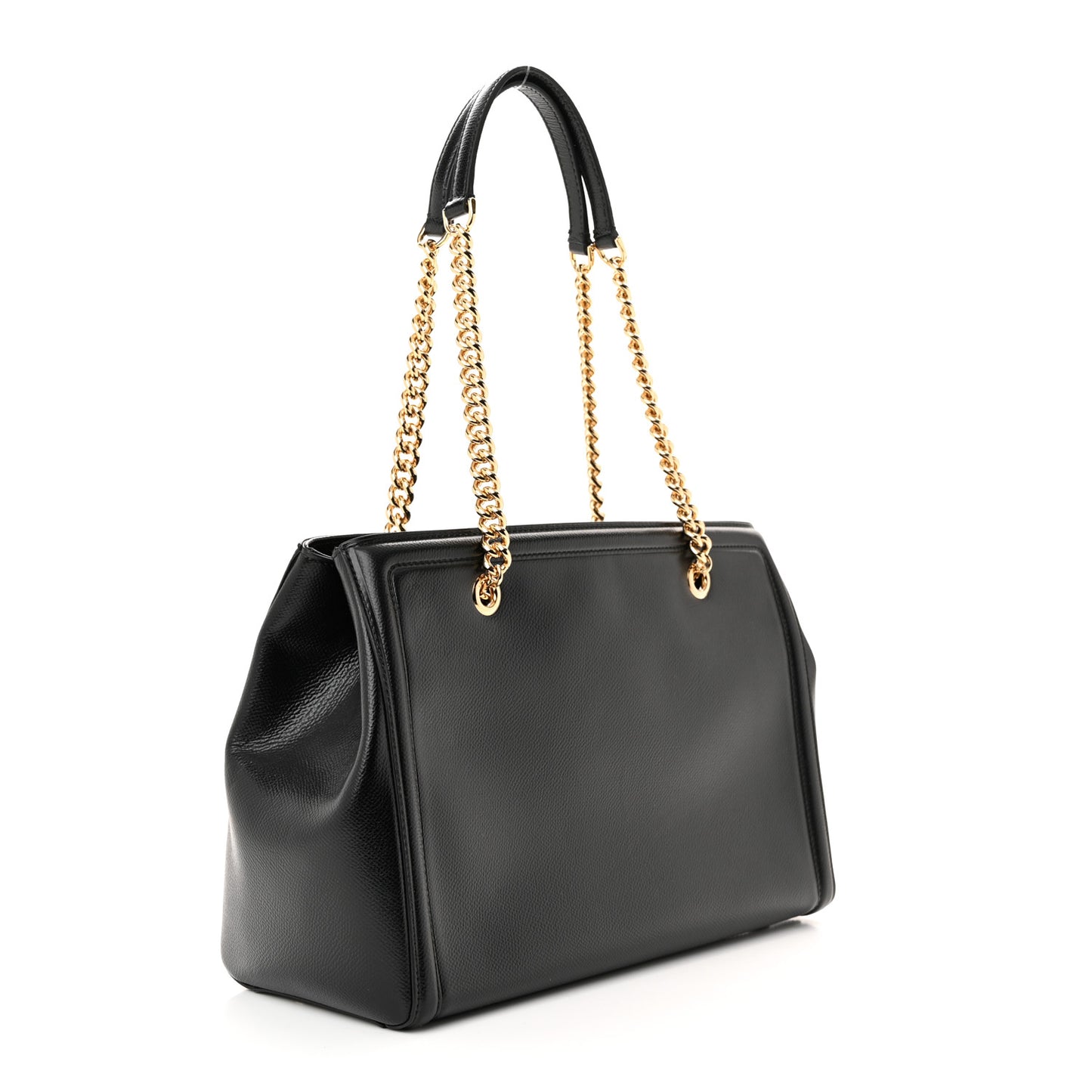 Hammered Calfskin Vara Bow Chain Tote Black