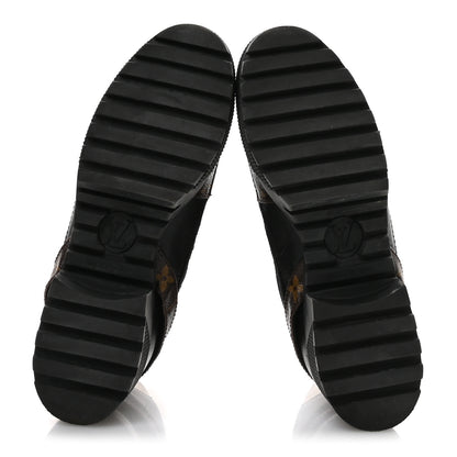 Louis Vuitton Suede Calfskin Monogram Laureate Platform Desert Boots 36.5 Black 6 of 8
