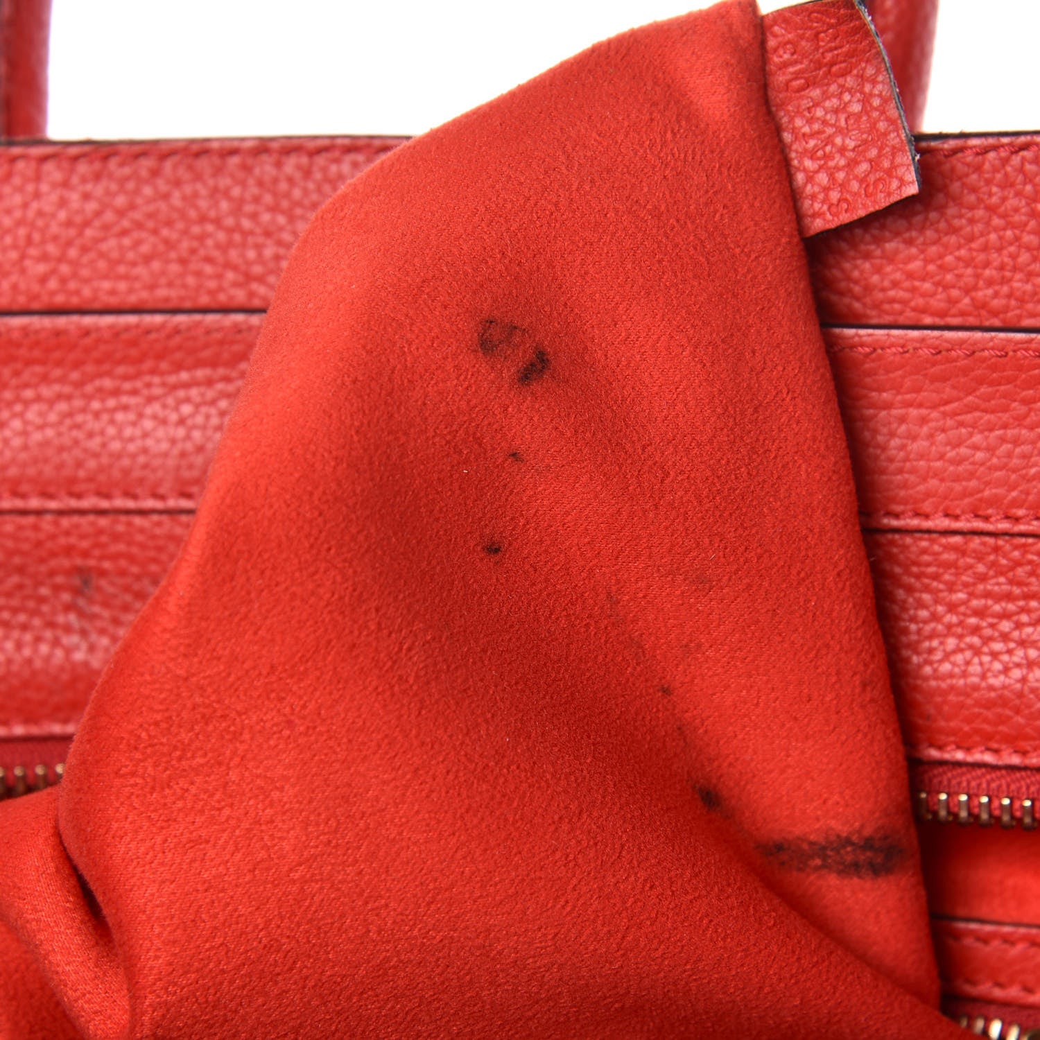 Celine Drummed Calfskin Mini Luggage Red 10 of 15