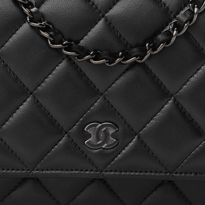 Chanel Lambskin Quilted Wallet On Chain WOC So Black 9 of 11
