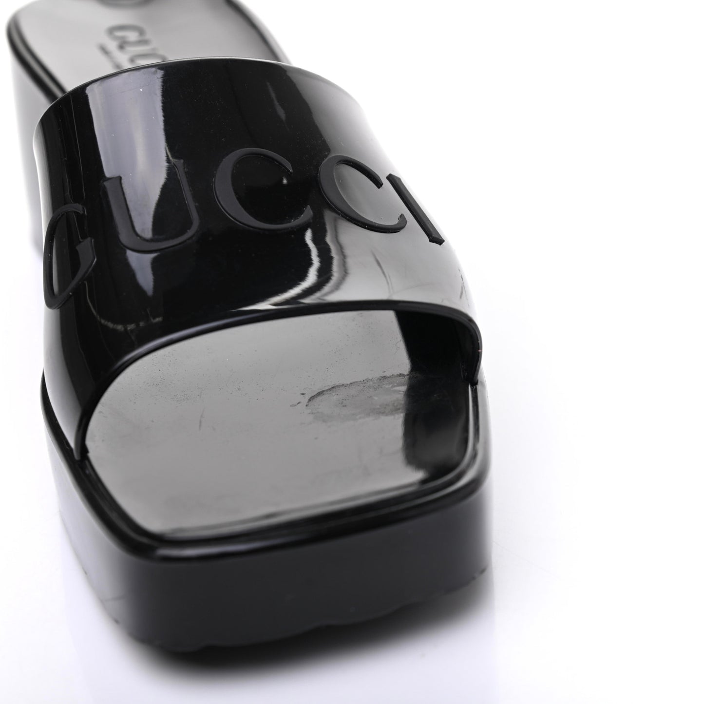 Rubber Gucci Logo Womens Platform 20/60mm Slide Sandals 37 Black