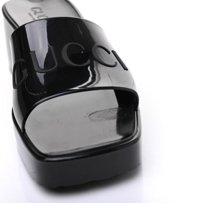 Gucci Rubber Gucci Logo Womens Platform 20/60mm Slide Sandals 37 Black 9 of 14