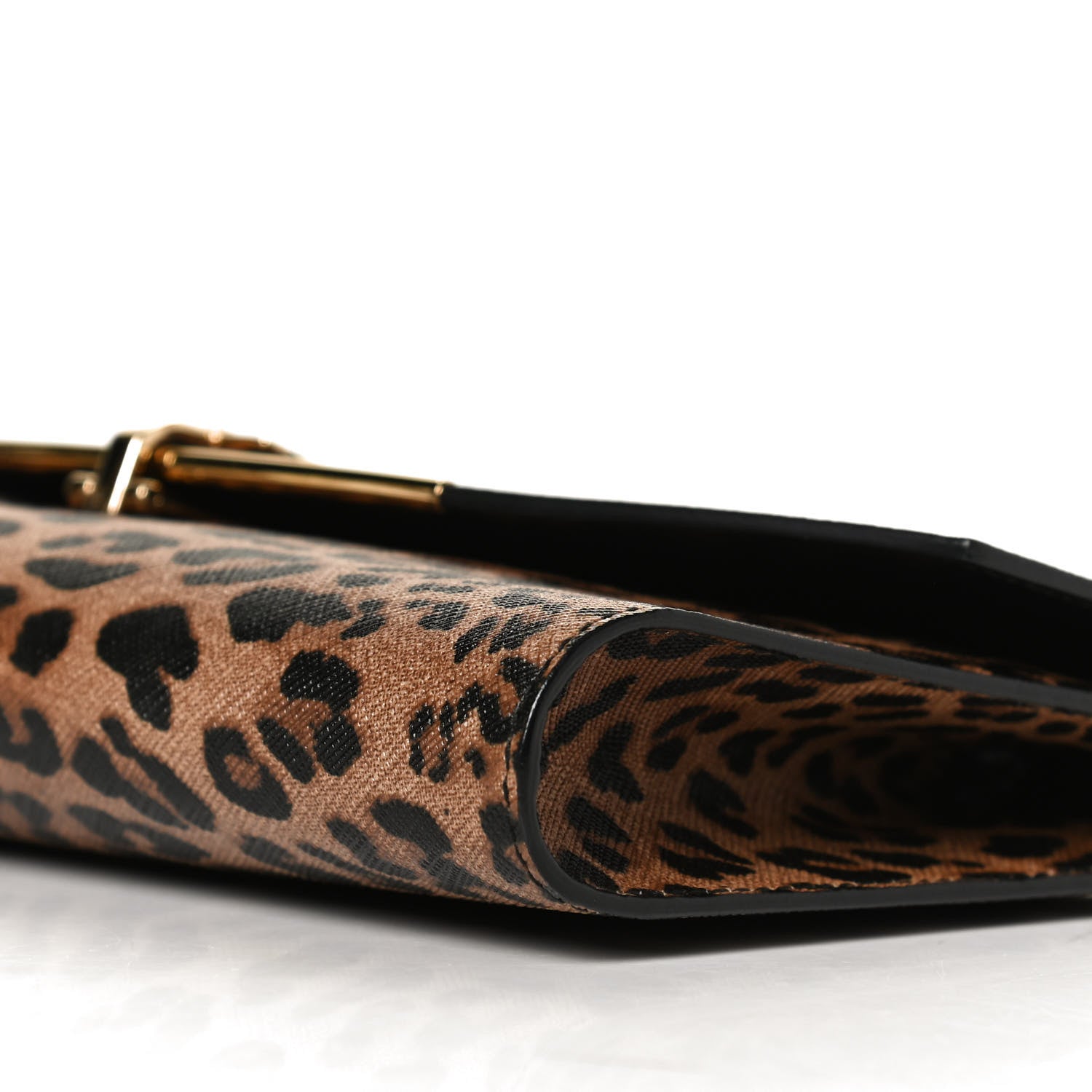 Salvatore Ferragamo Grained Calfskin Leopard Print Gancio Shoulder Bag Black 6 of 10