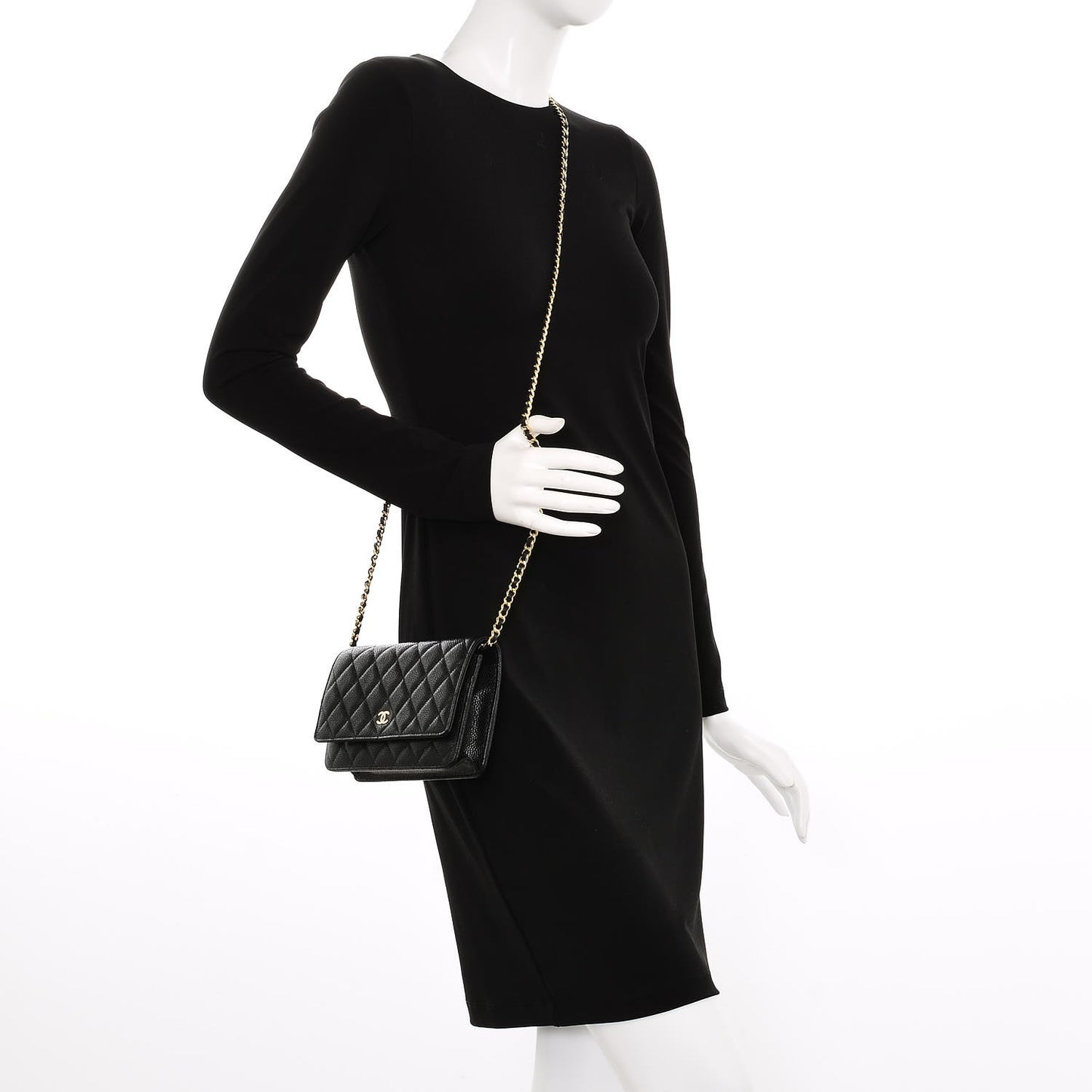 Caviar Quilted Wallet On Chain WOC Black