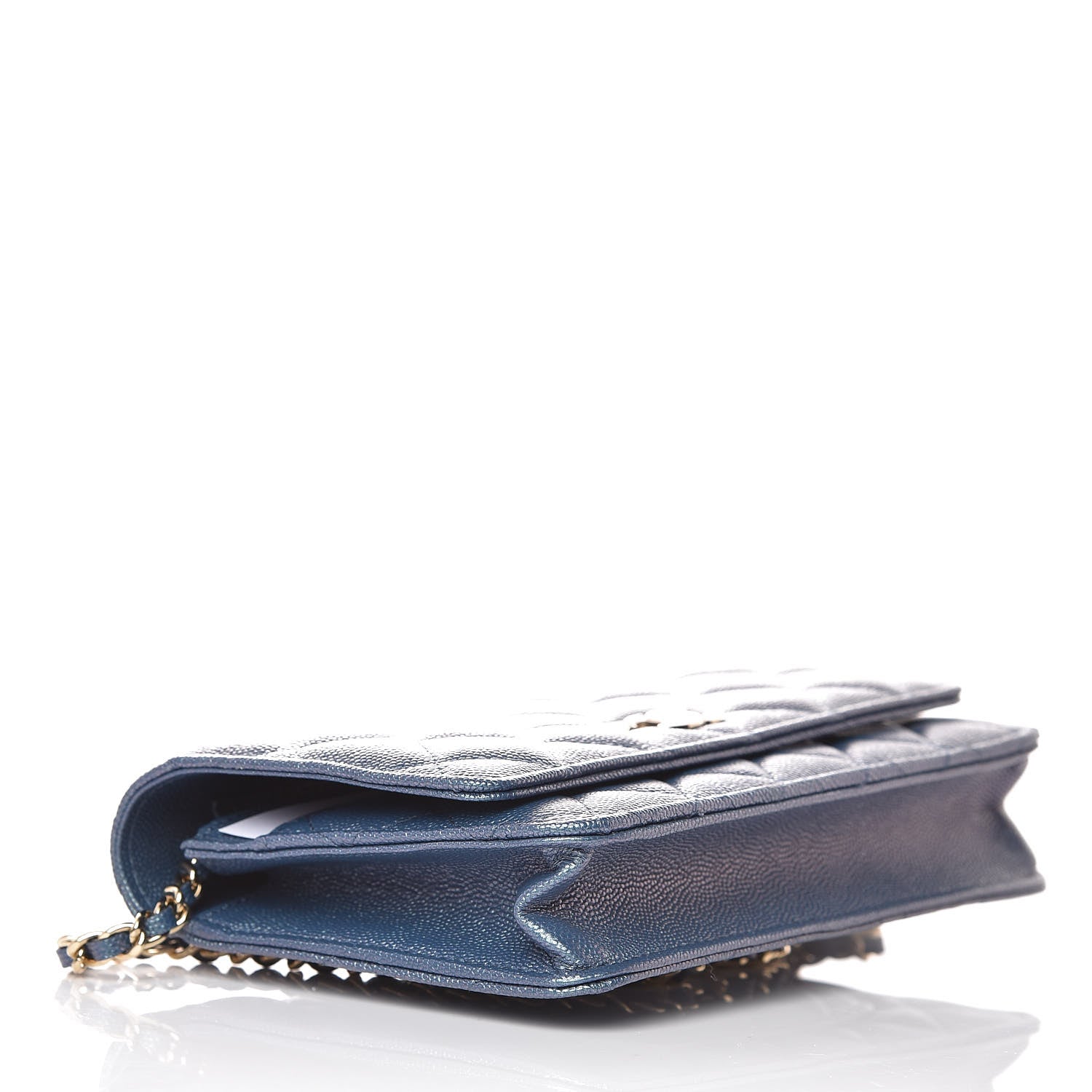 Chanel Iridescent Caviar Quilted Wallet On Chain WOC Dark Blue 4 of 11