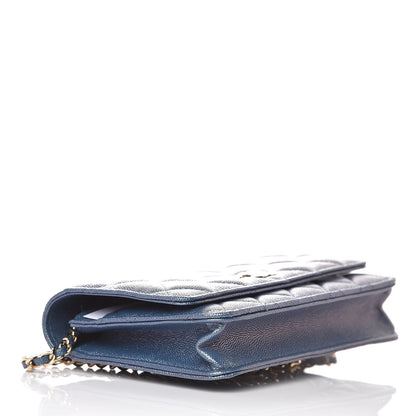 Chanel Iridescent Caviar Quilted Wallet On Chain WOC Dark Blue 4 of 11