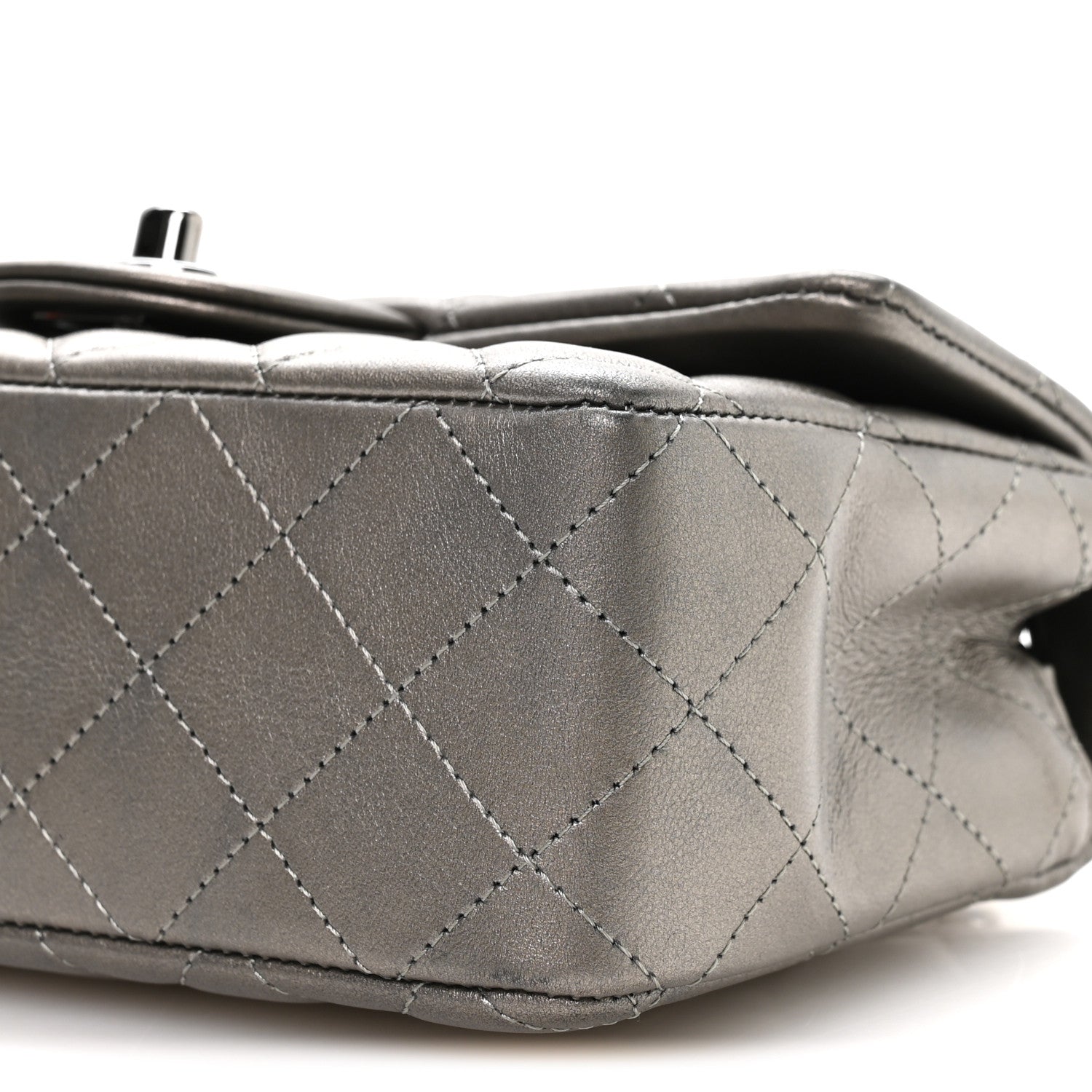 Chanel Metallic Lambskin Quilted Mini Rectangular Flap Silver 9 of 10