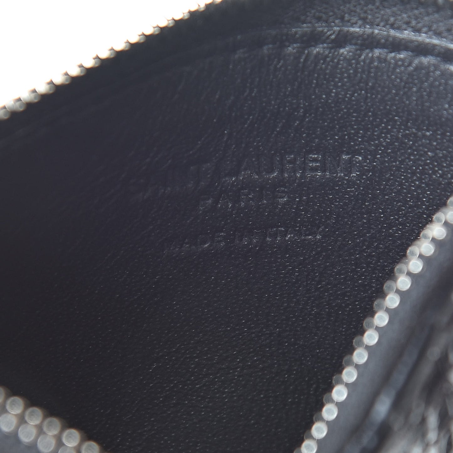 Calfskin Crocodile Embossed 5 Fragments Zip Pouch Card Holder Black