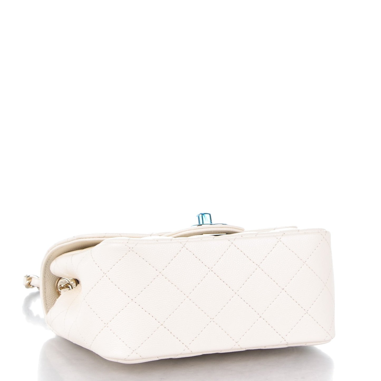 Caviar Quilted Mini Square Flap White
