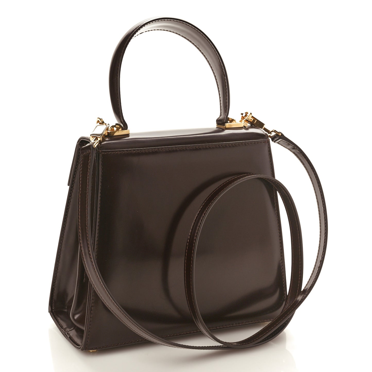 Brushed Off Calfskin Small Iconic Top Handle Bag Cocoa