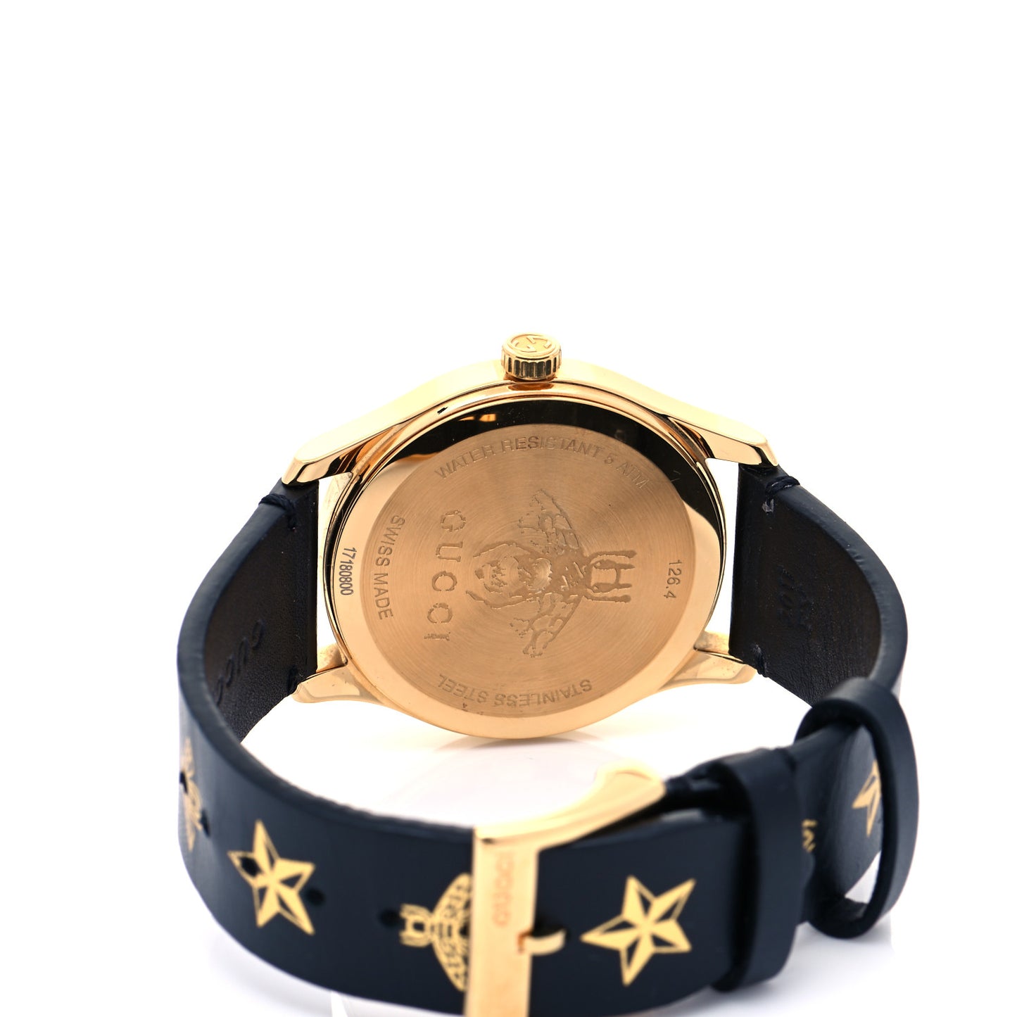 Stainless Steel Calfskin 38mm G-Timeless Bee Star Quartz Watch Black