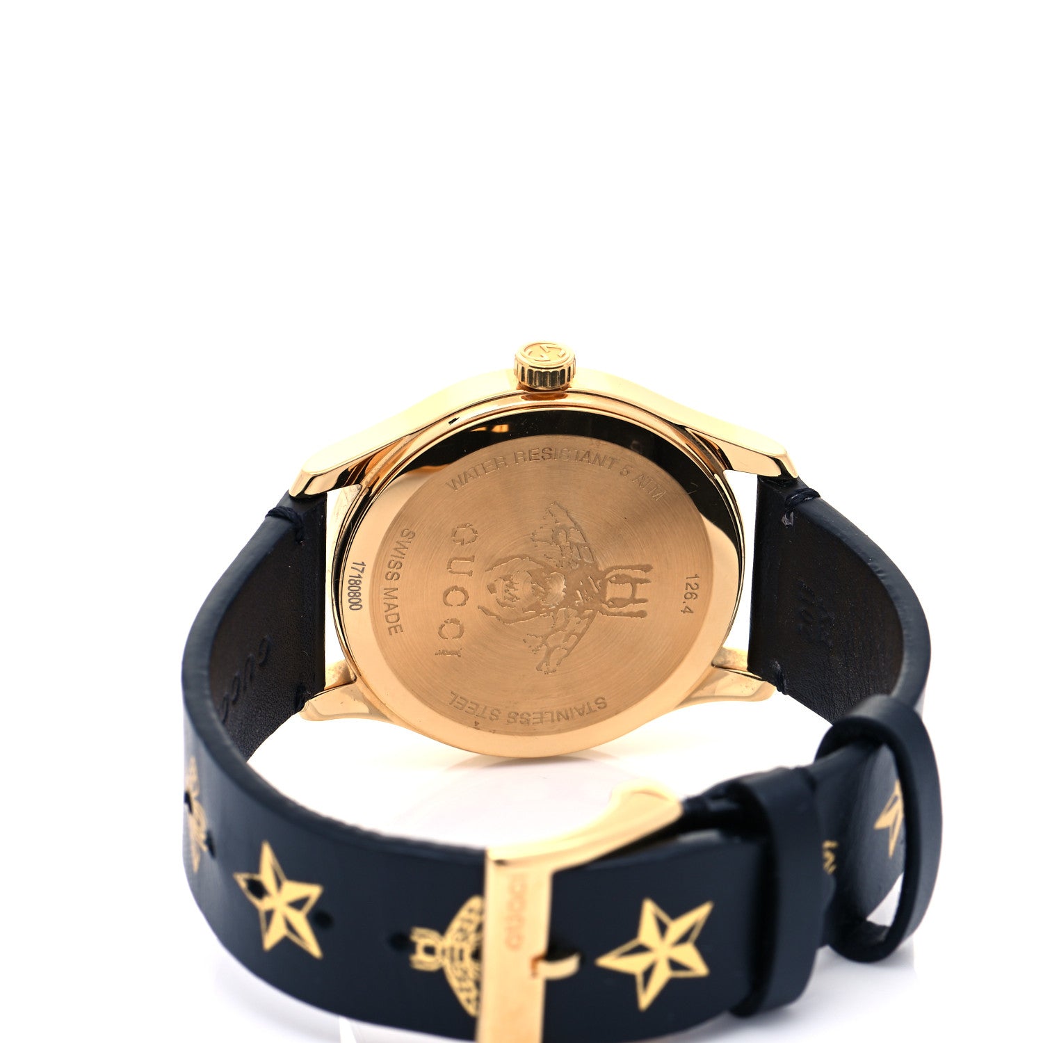 Gucci Stainless Steel Calfskin 38mm G-Timeless Bee Star Quartz Watch Black 4 of 8