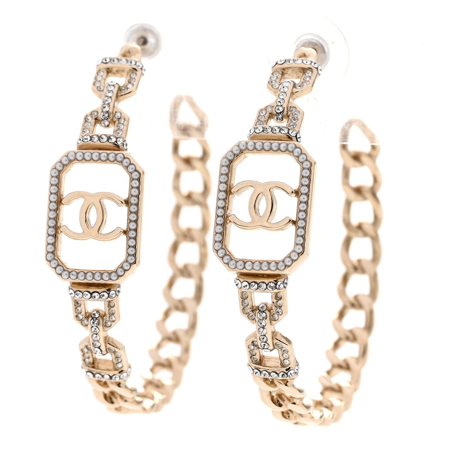 Crystal CC Vendome Hoop Earrings Gold