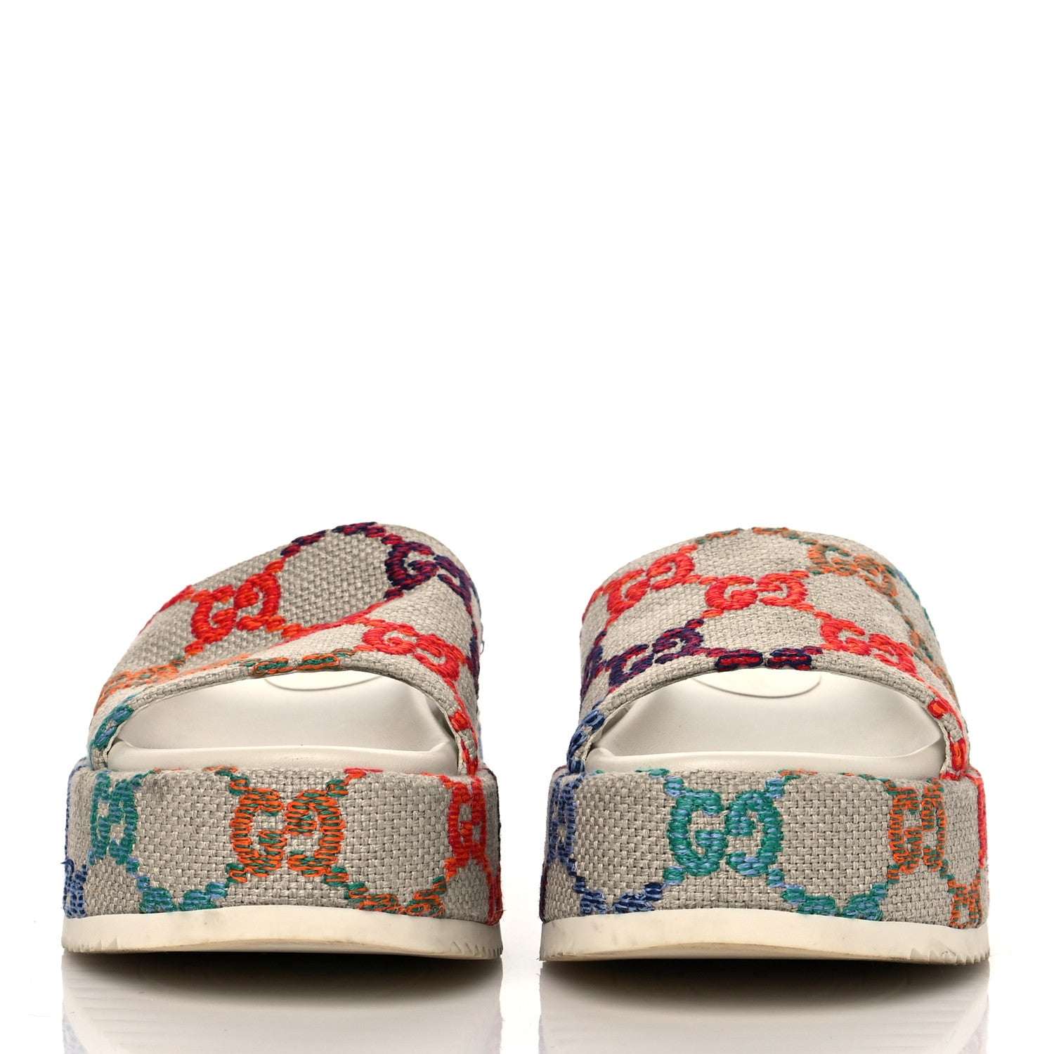 Gucci Linen Psychedelic Mini GG Monogram Angelina Platform 55mm Slide Sandals 37.5 Multicolor 2 of 7