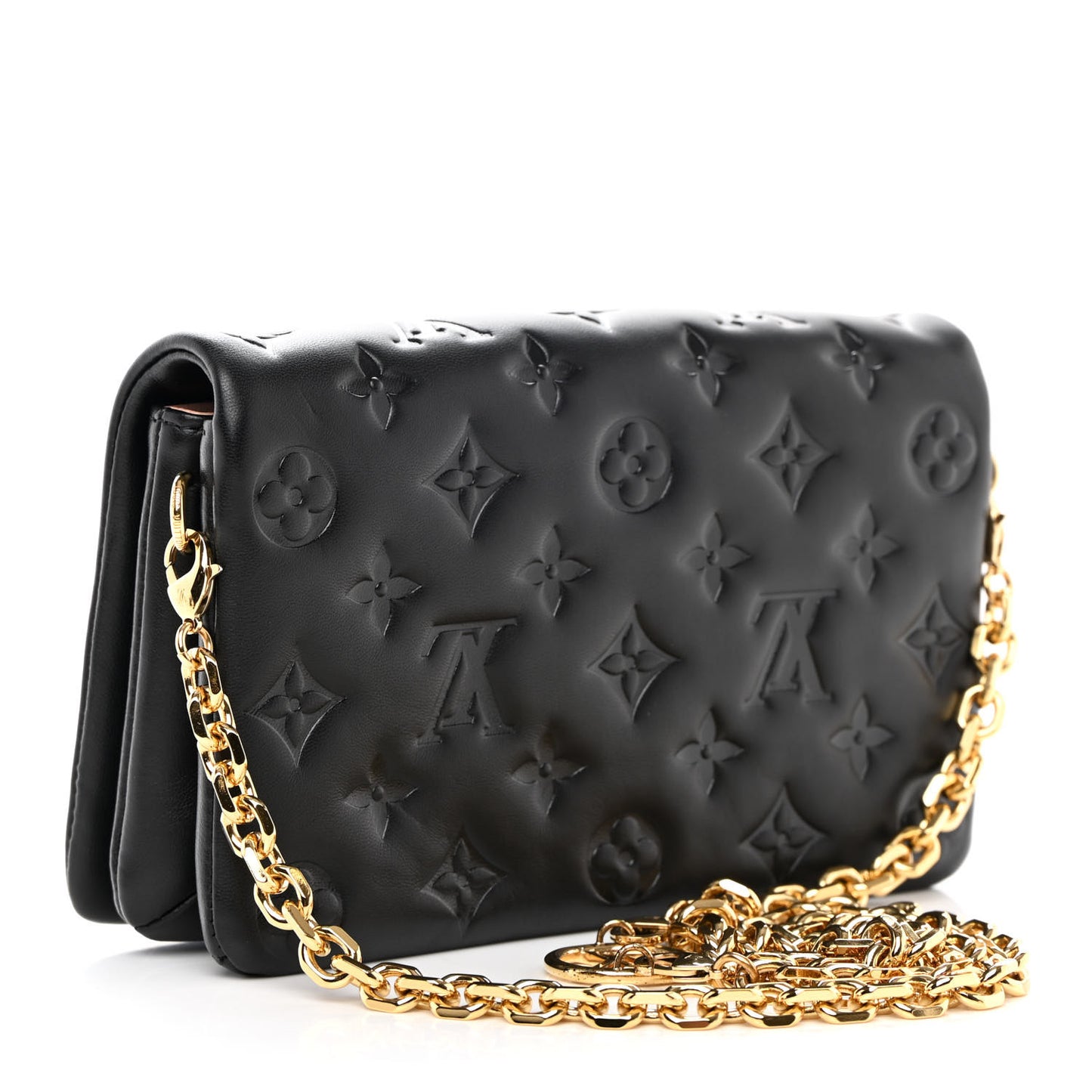 Lambskin Embossed Monogram Pochette Coussin Black