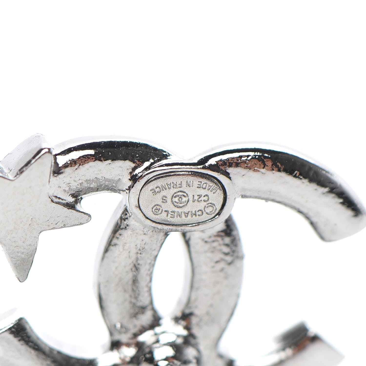 Chanel Crystal CC Starfall Earrings Silver 3 of 5