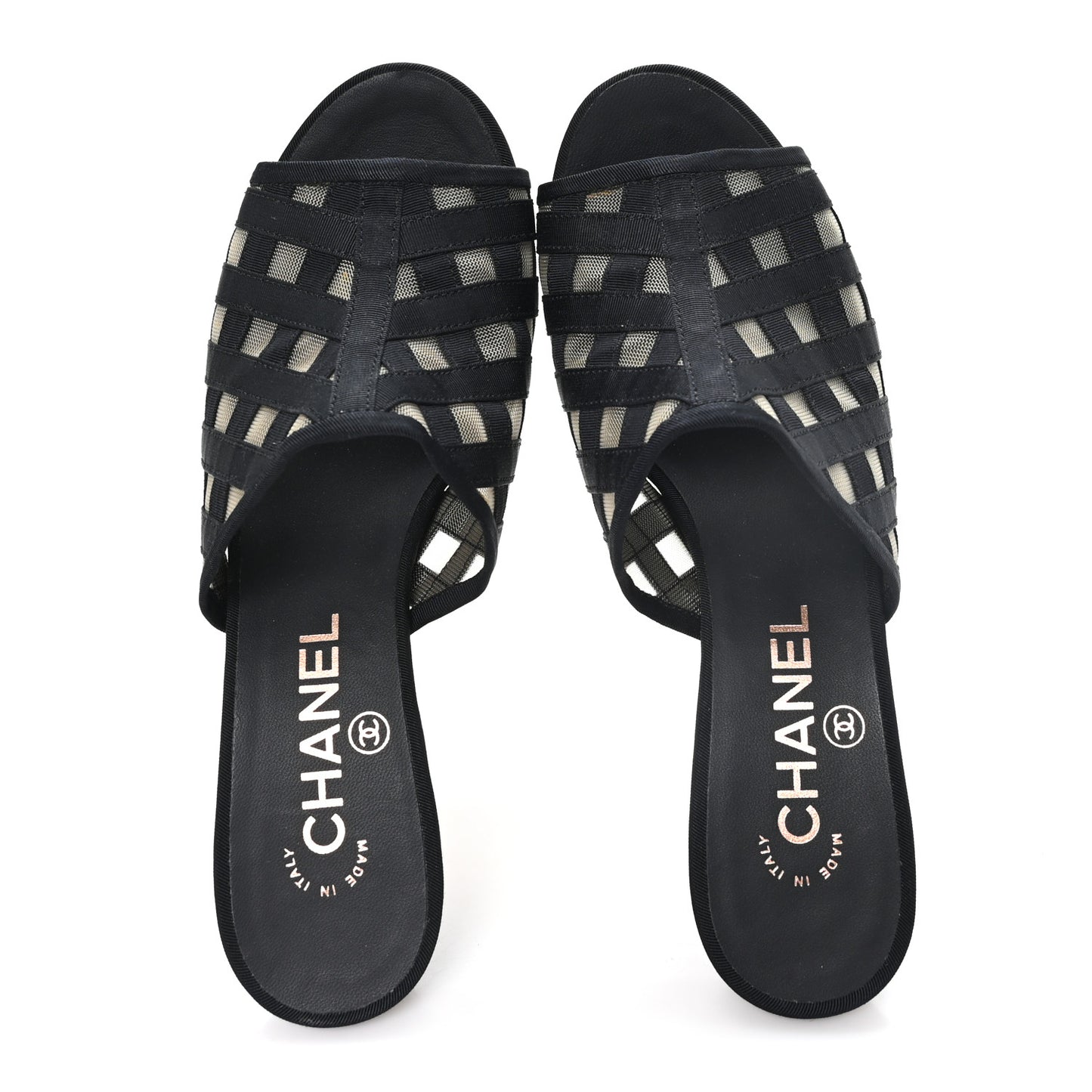 Mesh Grosgrain CC Mules 37 Black 37