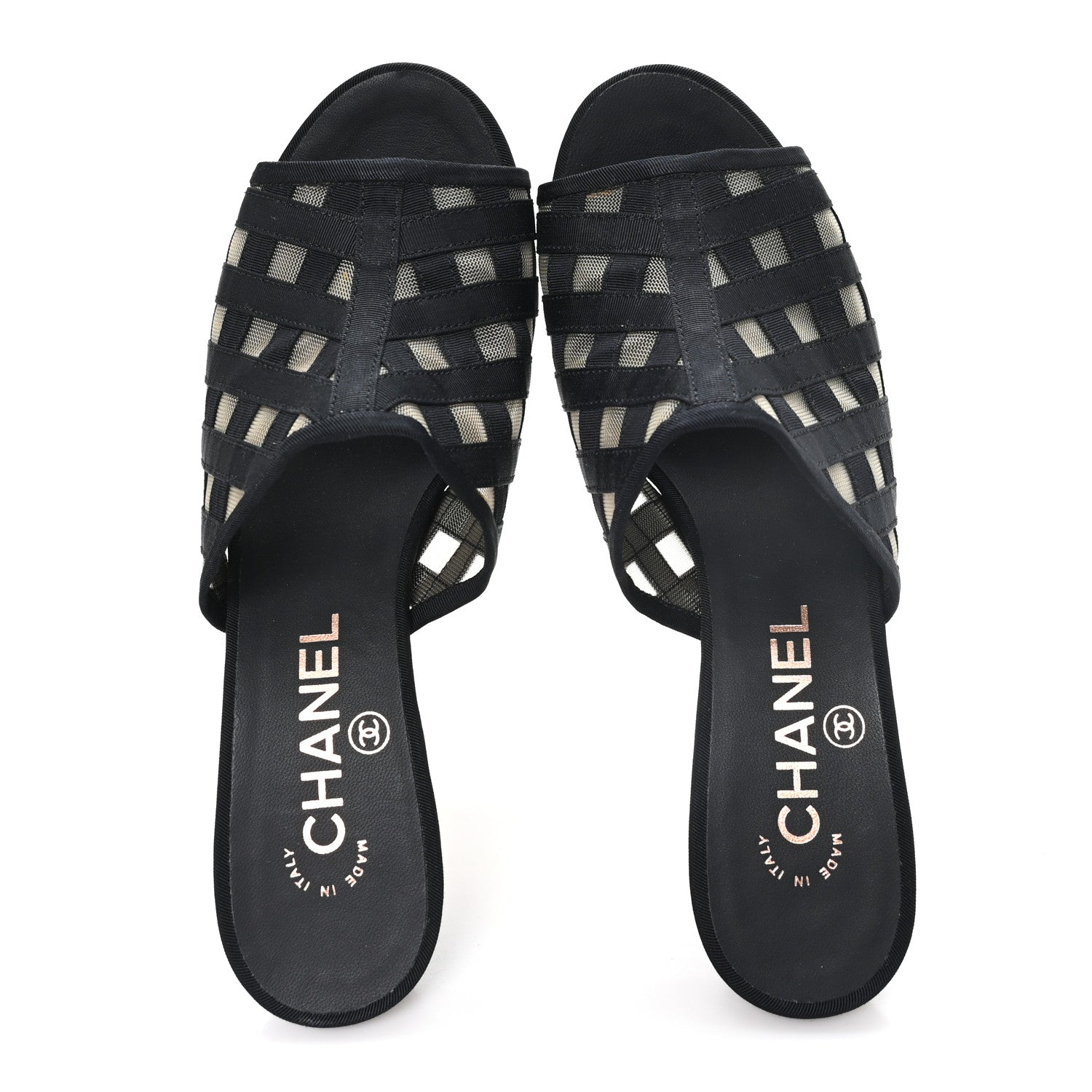 Chanel Mesh Grosgrain CC Mules 37 Black 37 2 of 8