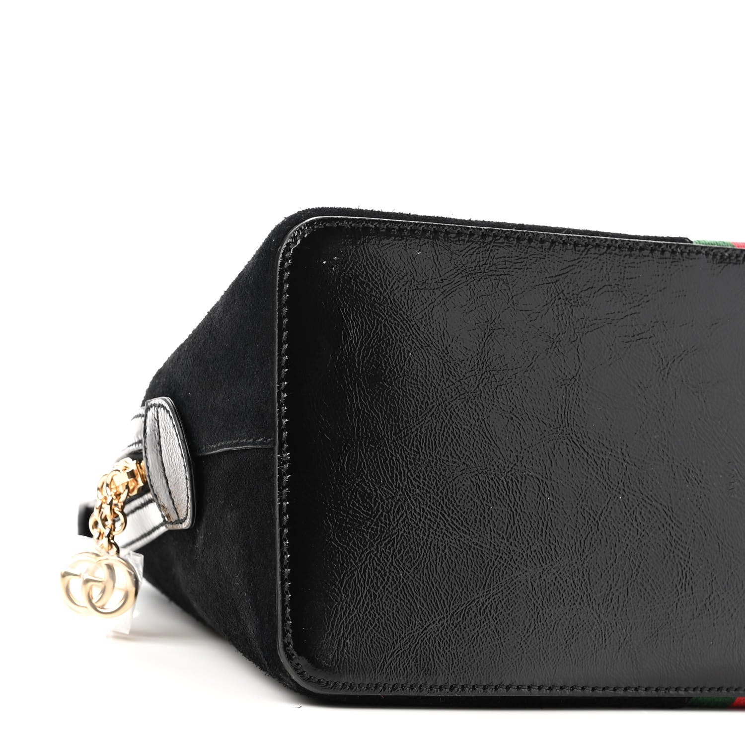 Gucci Suede Patent GG Web Medium Ophidia Top Handle Dome Bag Black 8 of 8