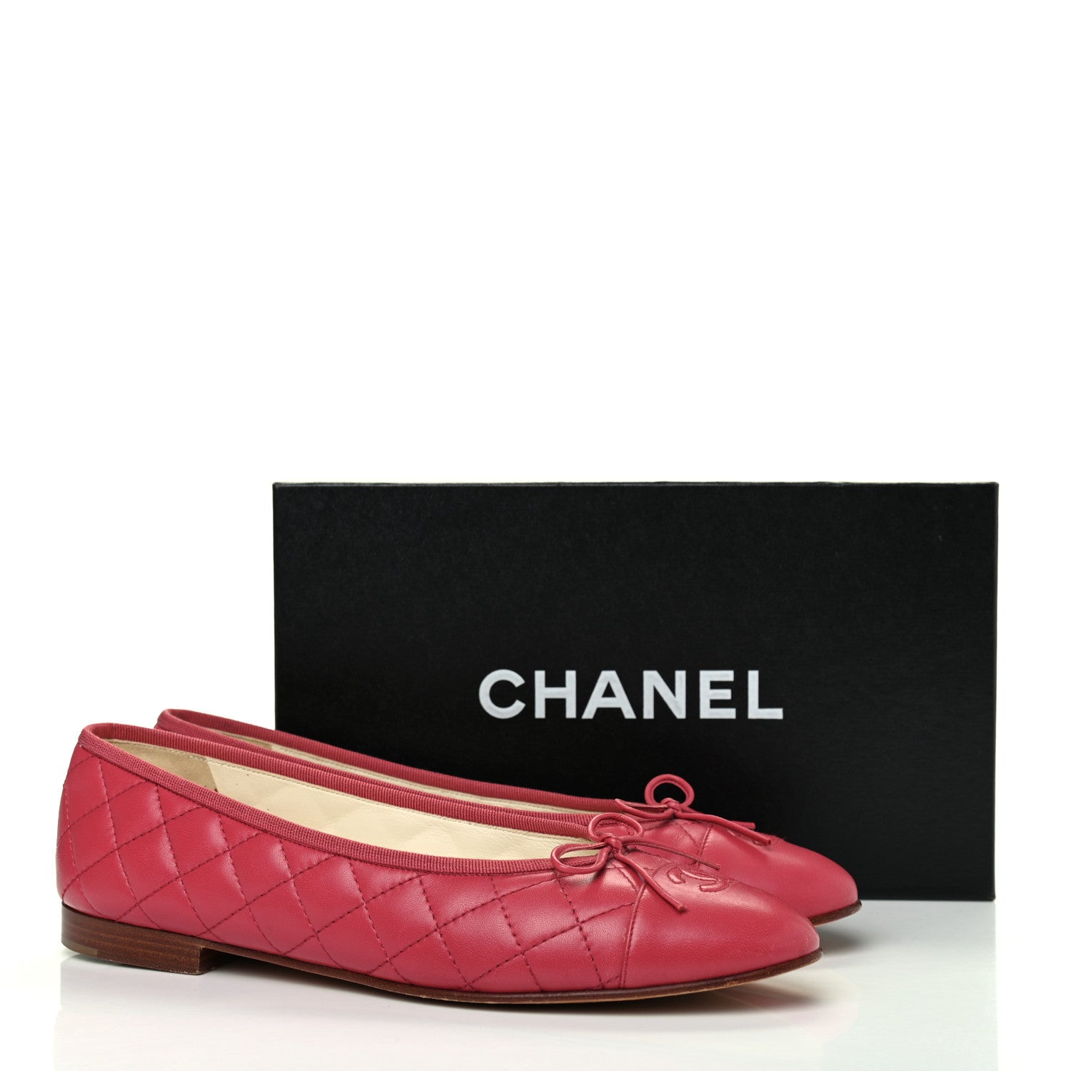 Chanel Lambskin Quilted CC Cap Toe Ballerina Flats 41 Dark Pink 16 of 16