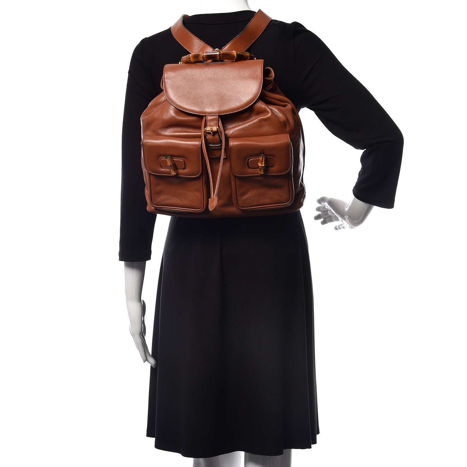 Gucci Calfskin Bamboo Backpack Brown 2 of 17