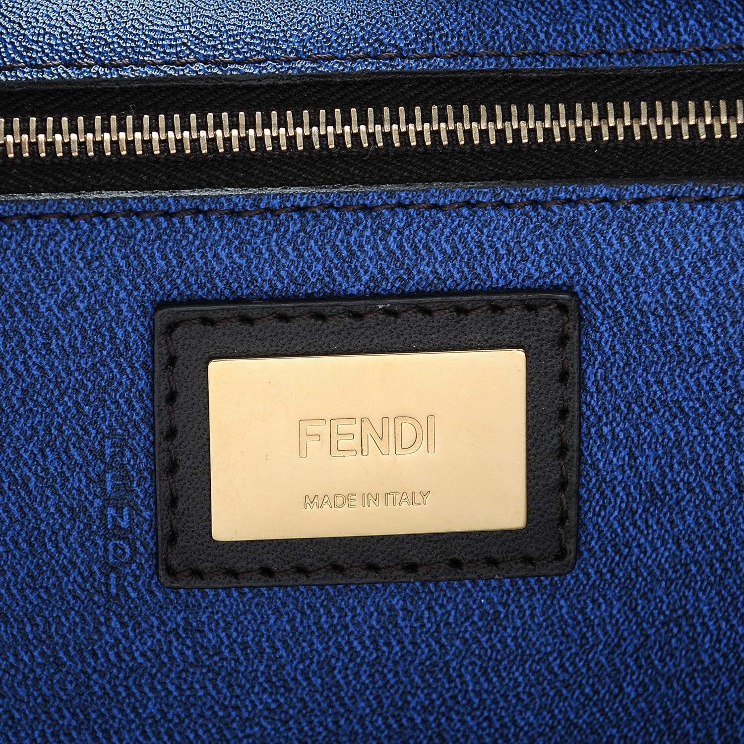 Fendi Zucca Spalmati Small Roll Tote Tobacco Blue 6 of 6
