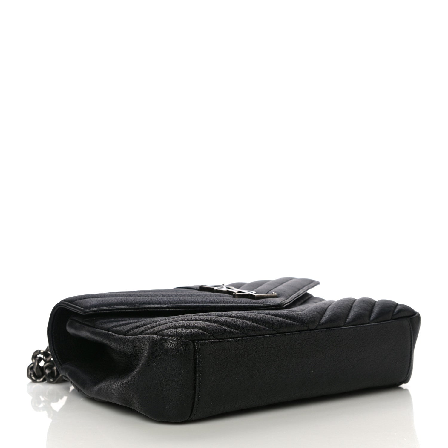 Saint Laurent Sheepskin Matelasse Chevron Monogram Medium College Bag Black 3 of 20