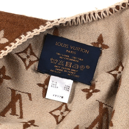 Louis Vuitton Wool Silk Cashmere Monogram Embrace Poncho Brown 3 of 4