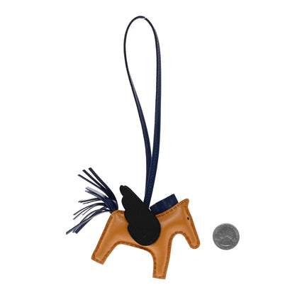 Hermes Milo Lambskin Grigri Rodeo Pegase Horse Bag Charm PM Sesame Black Bleu Saphir 2 of 4