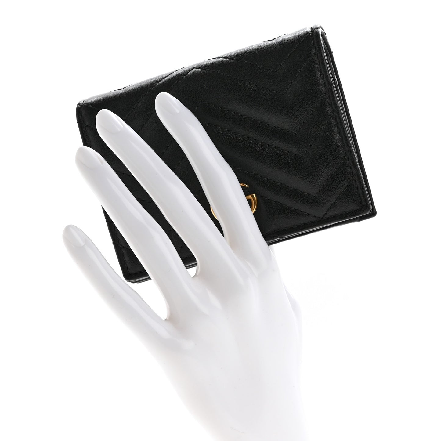 Calfskin Matelasse GG Marmont Card Case Wallet Black