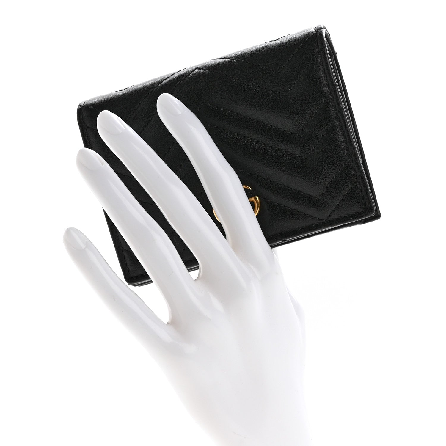 Gucci Calfskin Matelasse GG Marmont Card Case Wallet Black 3 of 9