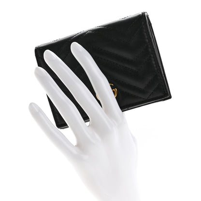 Gucci Calfskin Matelasse GG Marmont Card Case Wallet Black 3 of 9