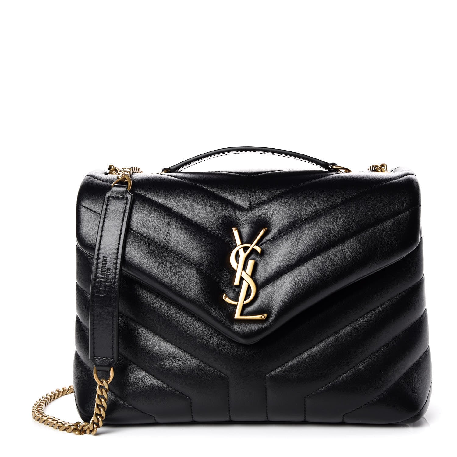 Saint Laurent Calfskin Y Quilted Monogram Small Loulou Chain Satchel Black 1 of 11