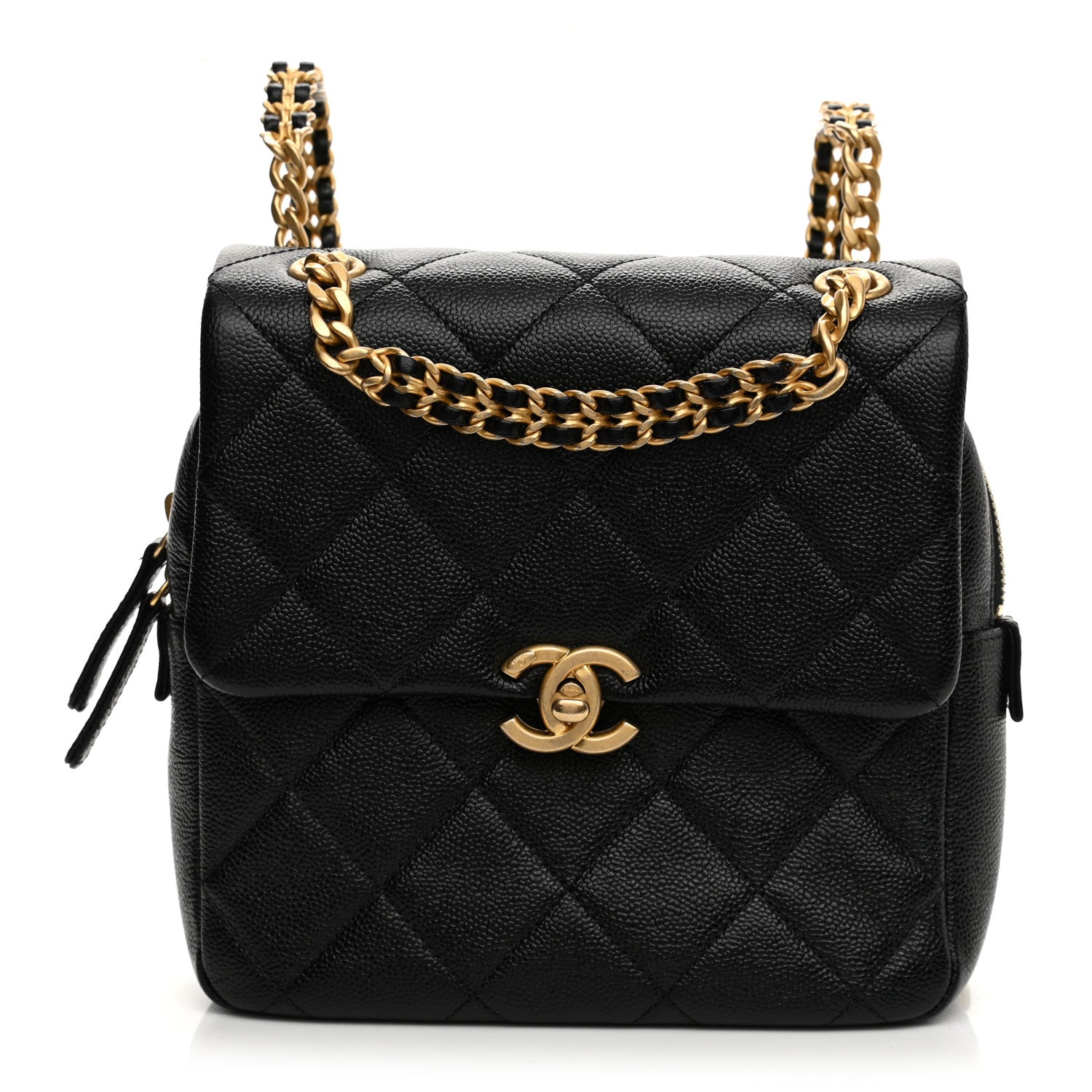 Chanel Shiny Caviar Quilted Chain Melody Backpack Black 1 of 7