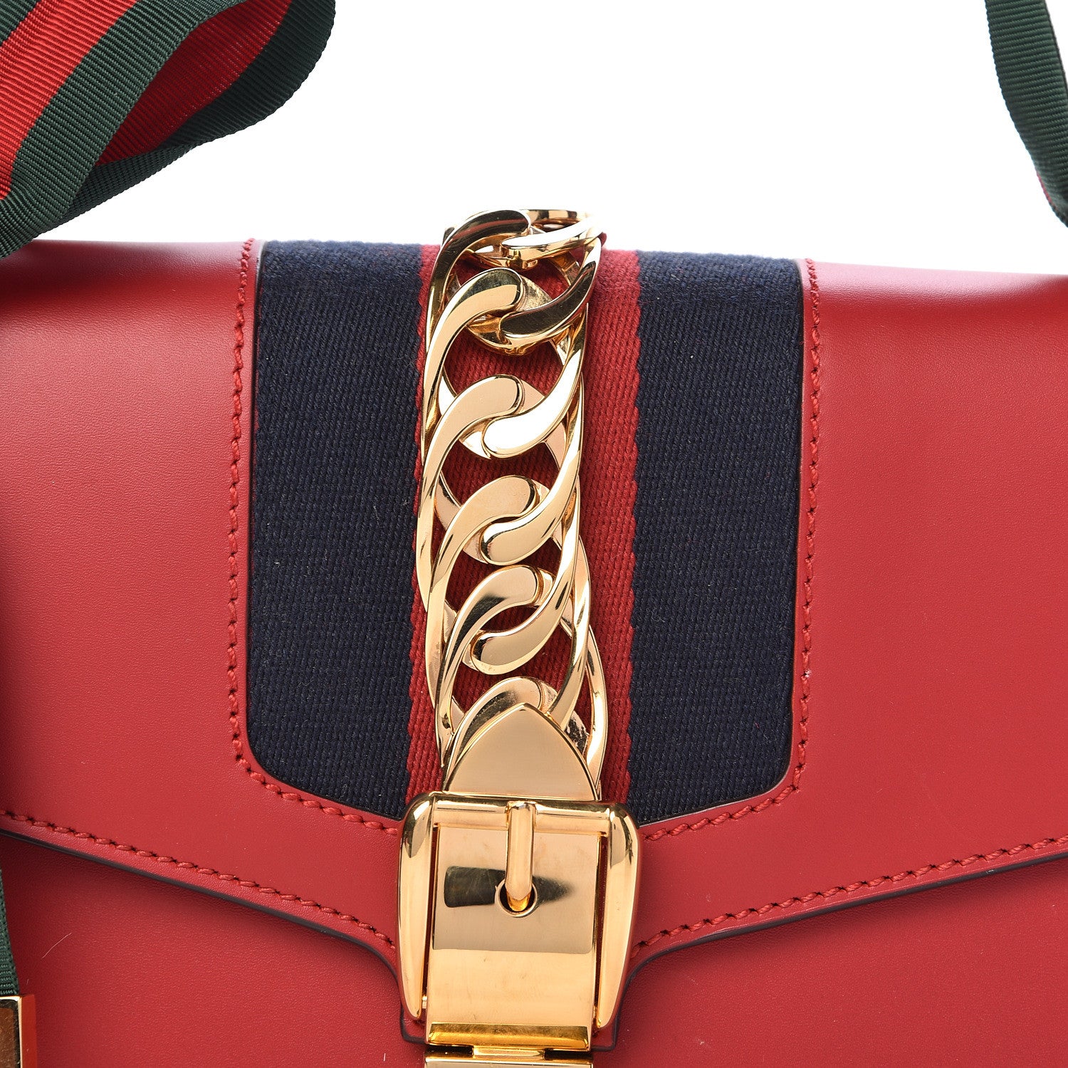Gucci Calfskin Small Sylvie Shoulder Bag Hibiscus Red 11 of 14