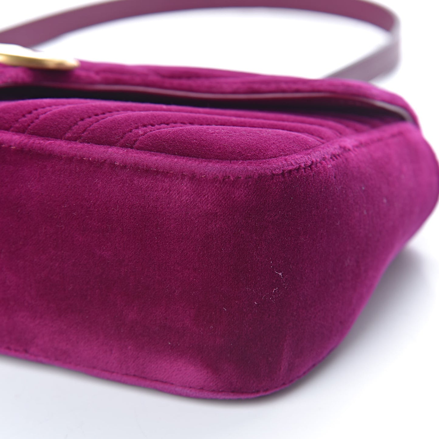 Velvet Matelasse Small GG Marmont Shoulder Bag Fuchsia Violet Cyclamen