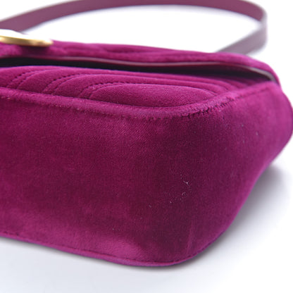 Gucci Velvet Matelasse Small GG Marmont Shoulder Bag Fuchsia Violet Cyclamen 10 of 10