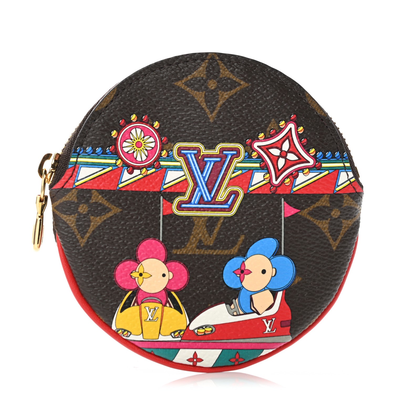 Louis Vuitton Monogram 2020 Christmas Animation Bumper Cars Round Coin Purse Coquelicot 1 of 7