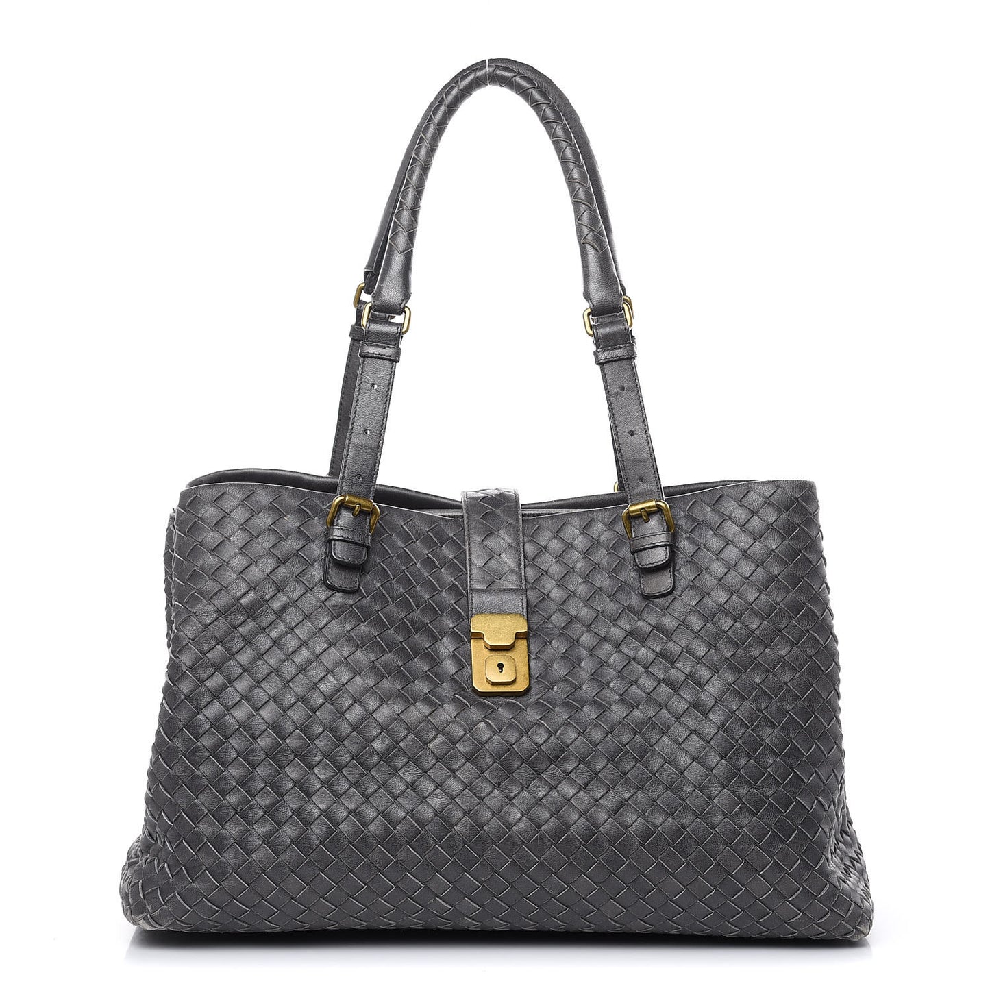 Nappa Intrecciato Medium Roma Tote Ferro Gray