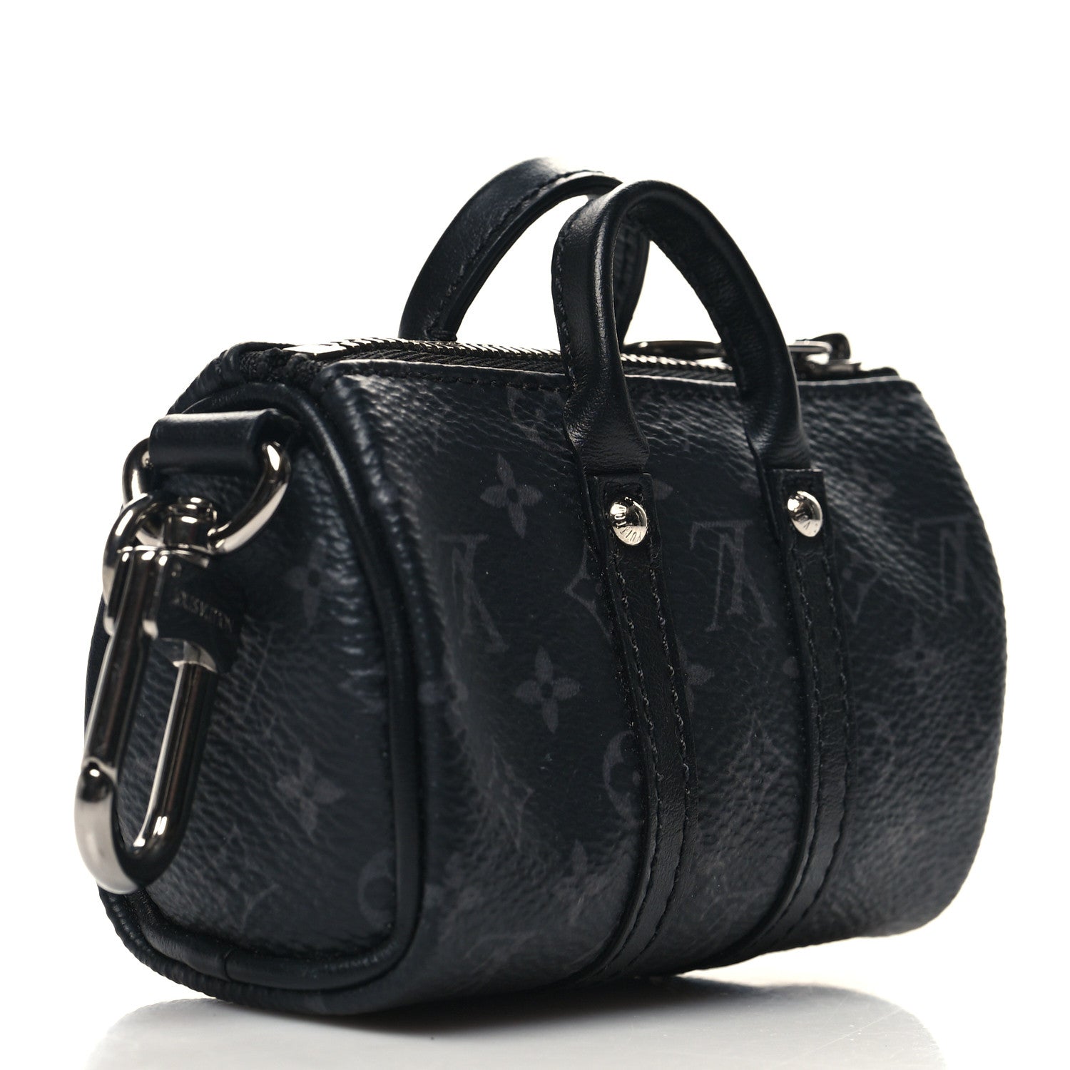 Louis Vuitton Monogram Eclipse Mini Keepall Bag Charm Key Holder Black 3 of 9