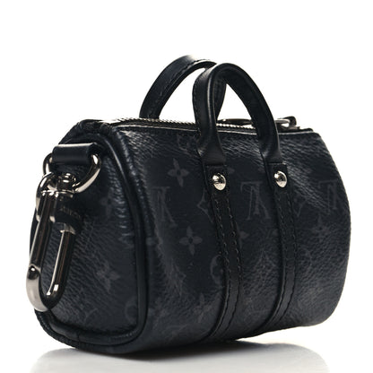 Louis Vuitton Monogram Eclipse Mini Keepall Bag Charm Key Holder Black 3 of 9