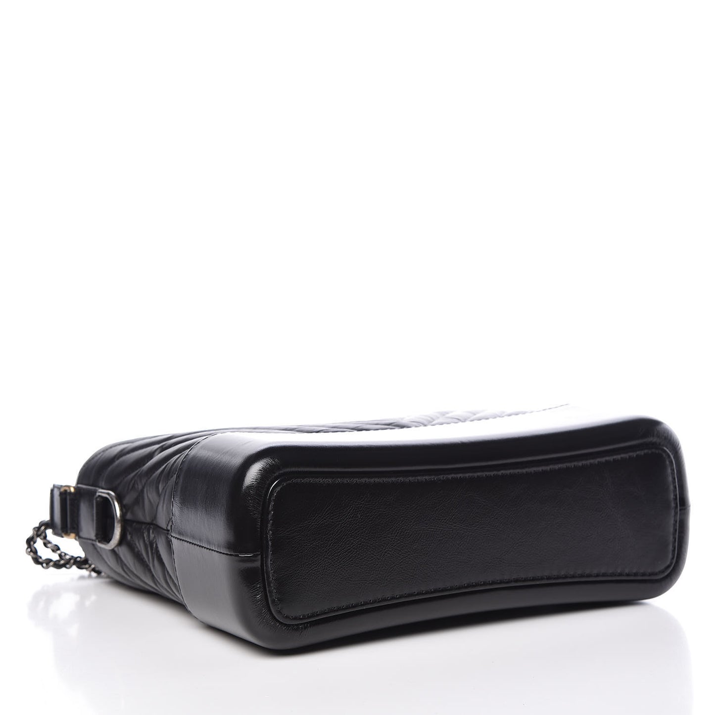 Aged Calfskin Chevron Quilted Medium Gabrielle Hobo Black
