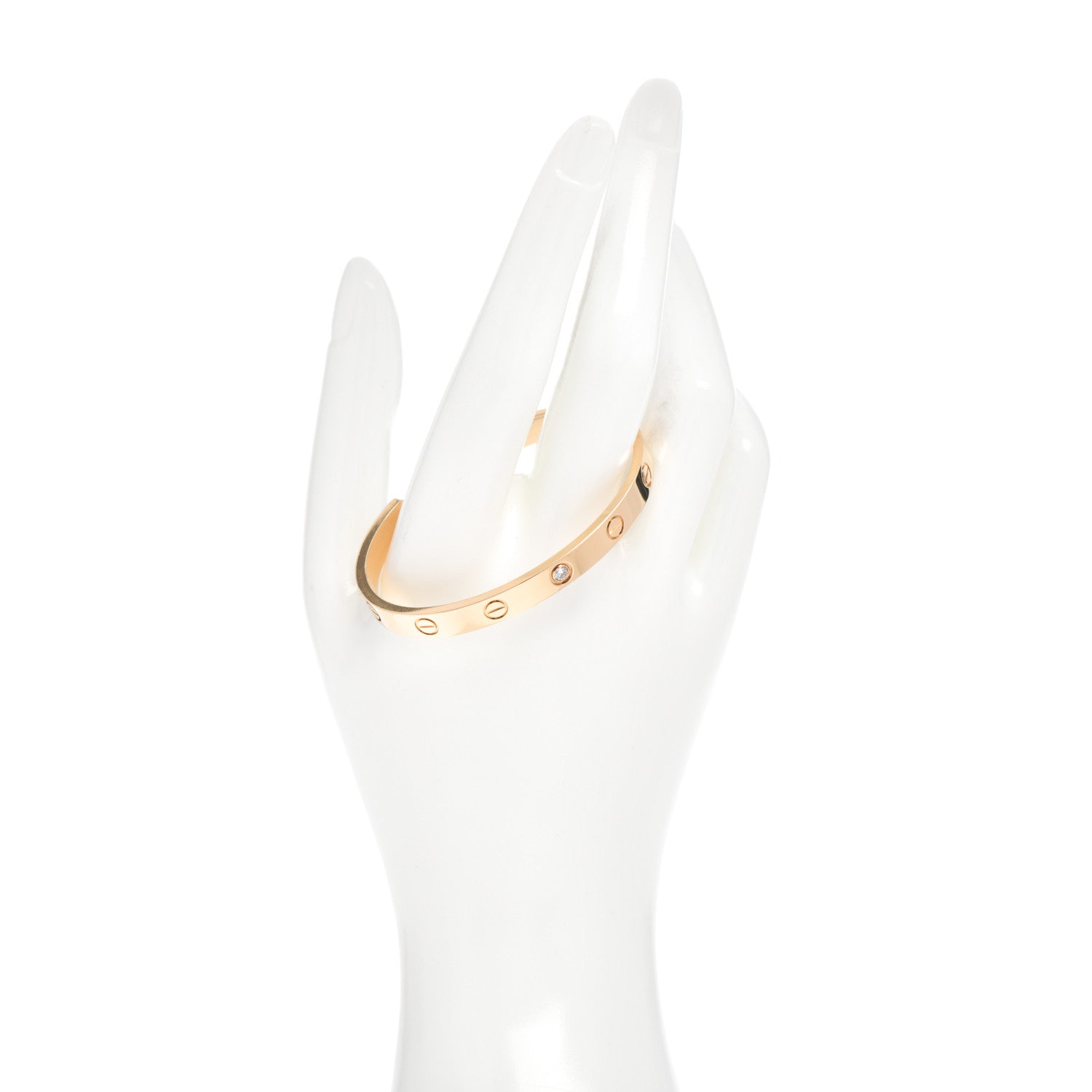 Cartier 18K Yellow Gold 1 Diamond LOVE Cuff Bracelet 16 2 of 4