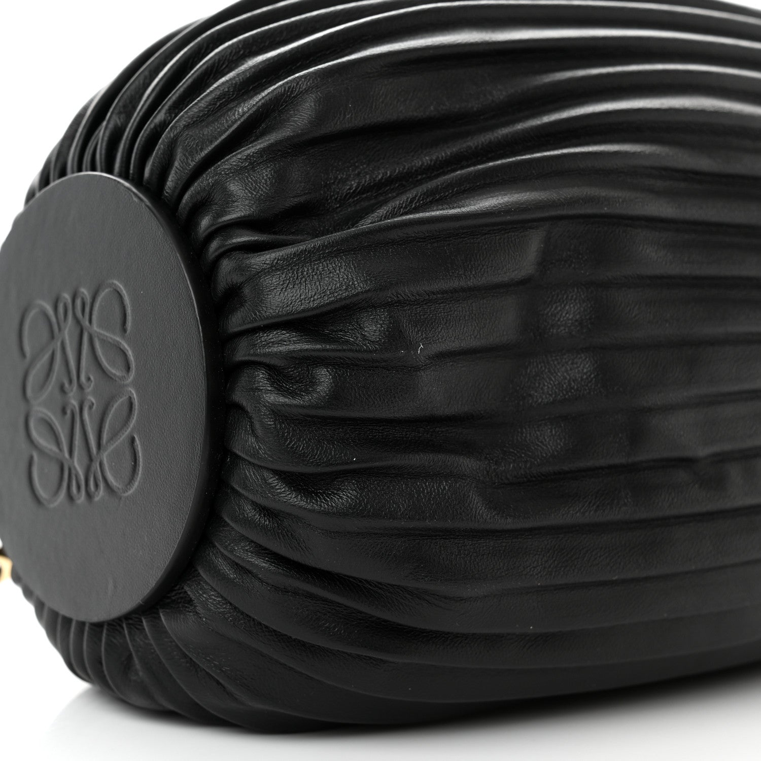 Loewe Lambskin Pleated Bracelet Pouch Shoulder Bag Black 8 of 10