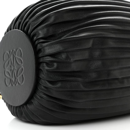Loewe Lambskin Pleated Bracelet Pouch Shoulder Bag Black 8 of 10