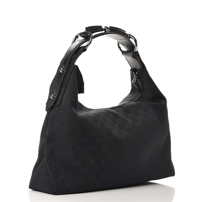 Gucci Monogram Medium Horsebit Chain Hobo Black 3 of 7