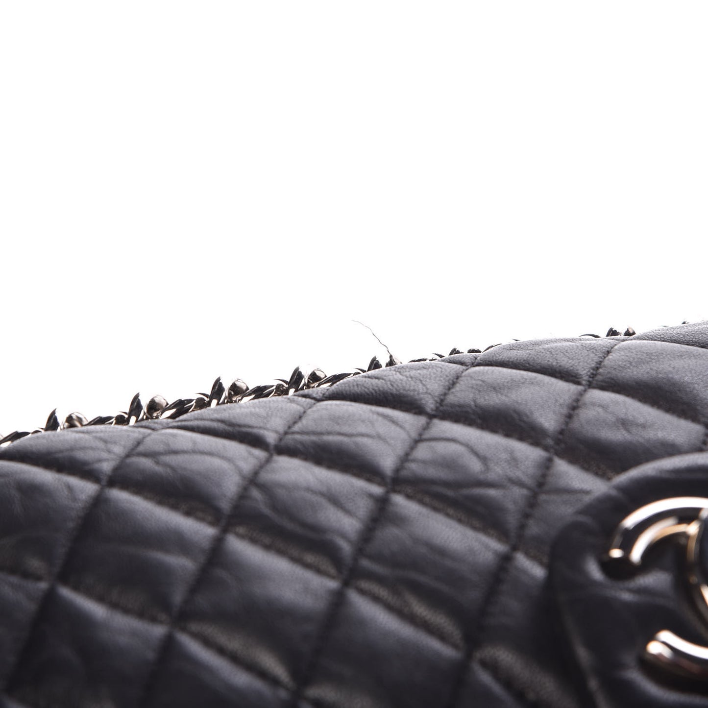 Washed Lambskin Quilted Maxi Chain Around Flap Black